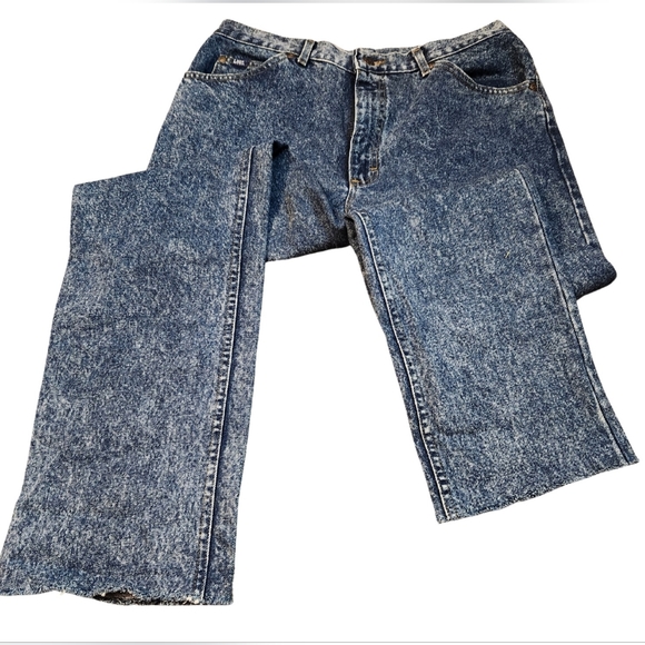 Vintage 1970's Lee's Acid Washed Jeans - Size 34/32 (read description) - Blue - Picture 9 of 10